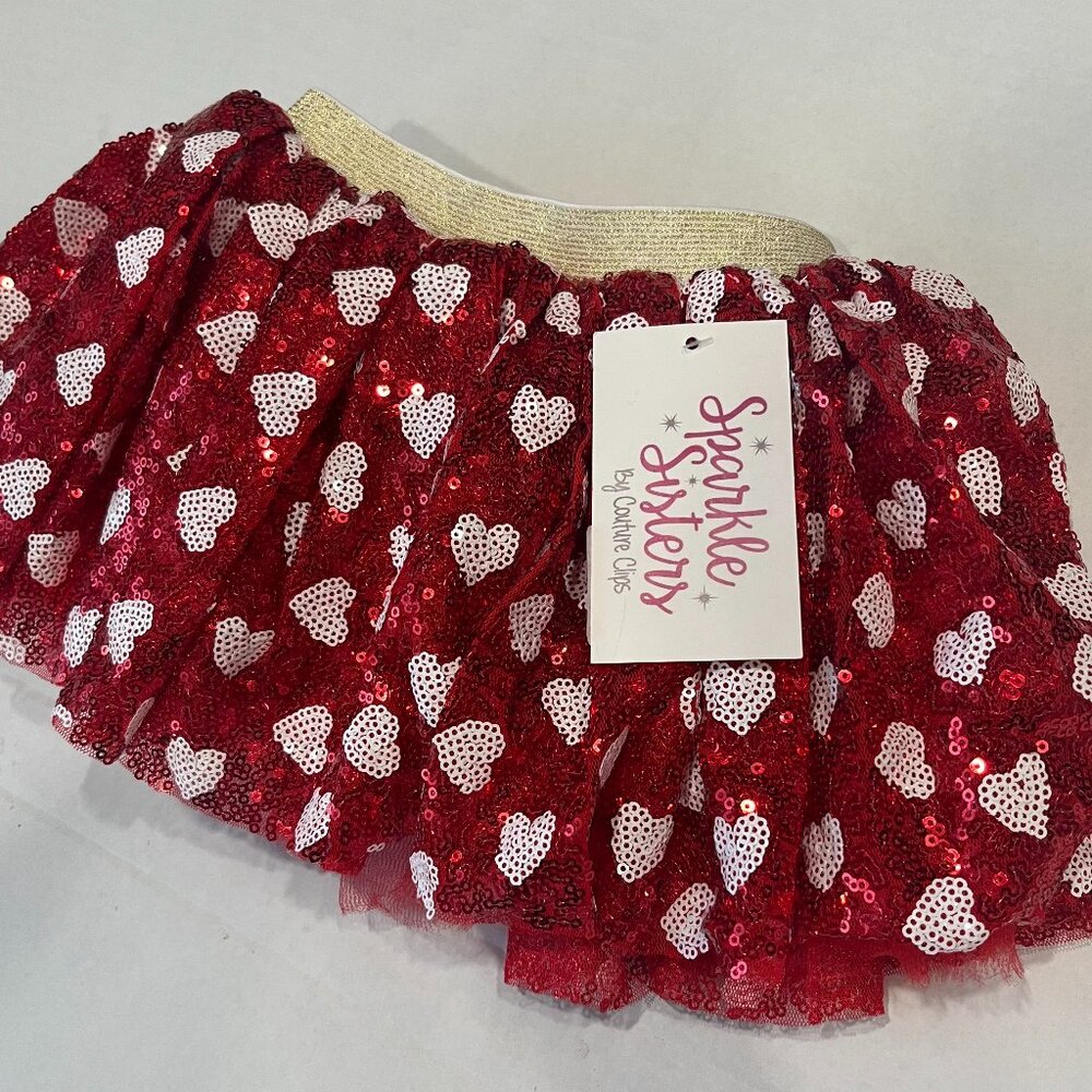 Girl - 1-2Y - NWT Sparkle Sisters Red Sparkle Heart Tutu